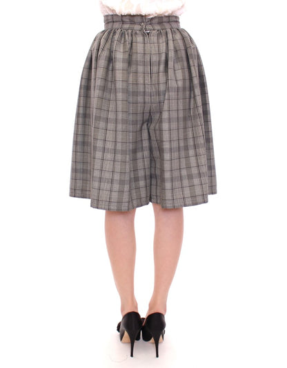 NOEMI ALEMÁN Elegant Gray Checkered Wool Shorts Skirt