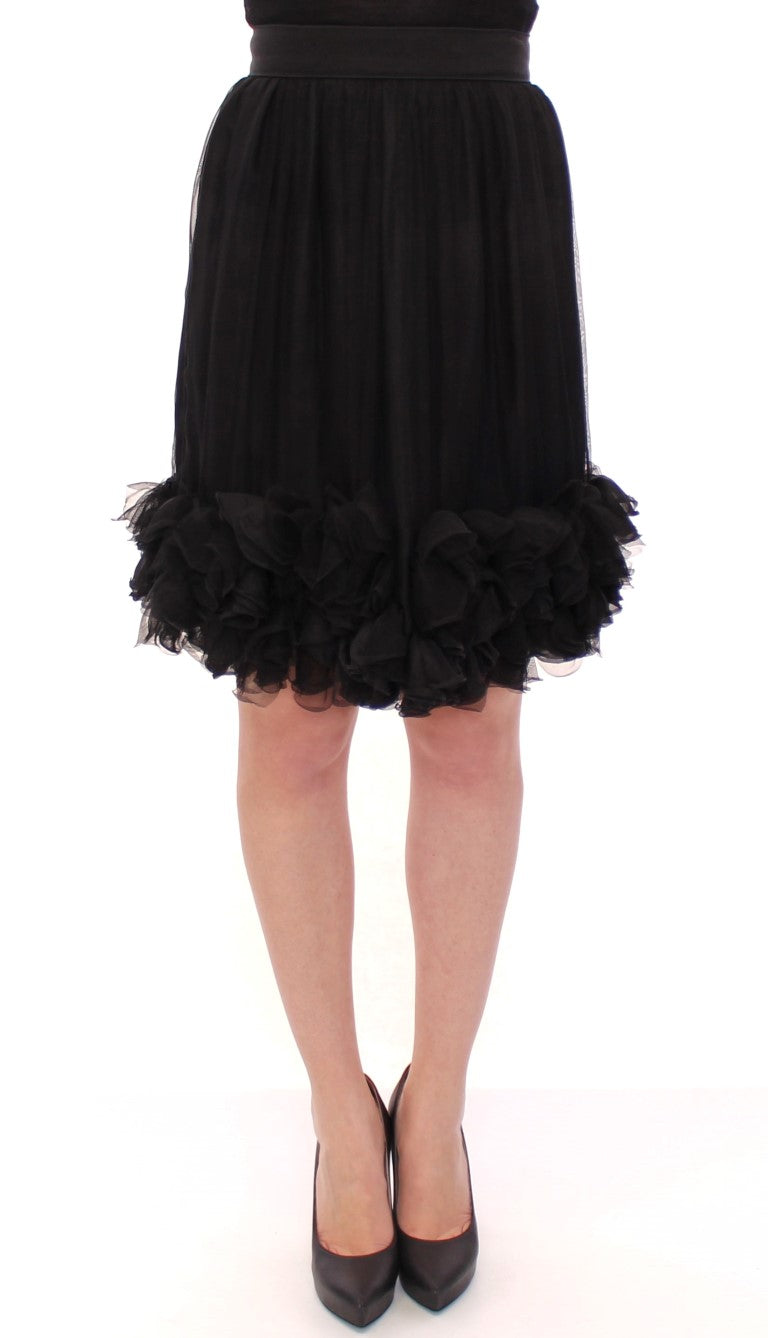 Dolce &amp; Gabbana Elegant Silk Black Skirt for Evenings