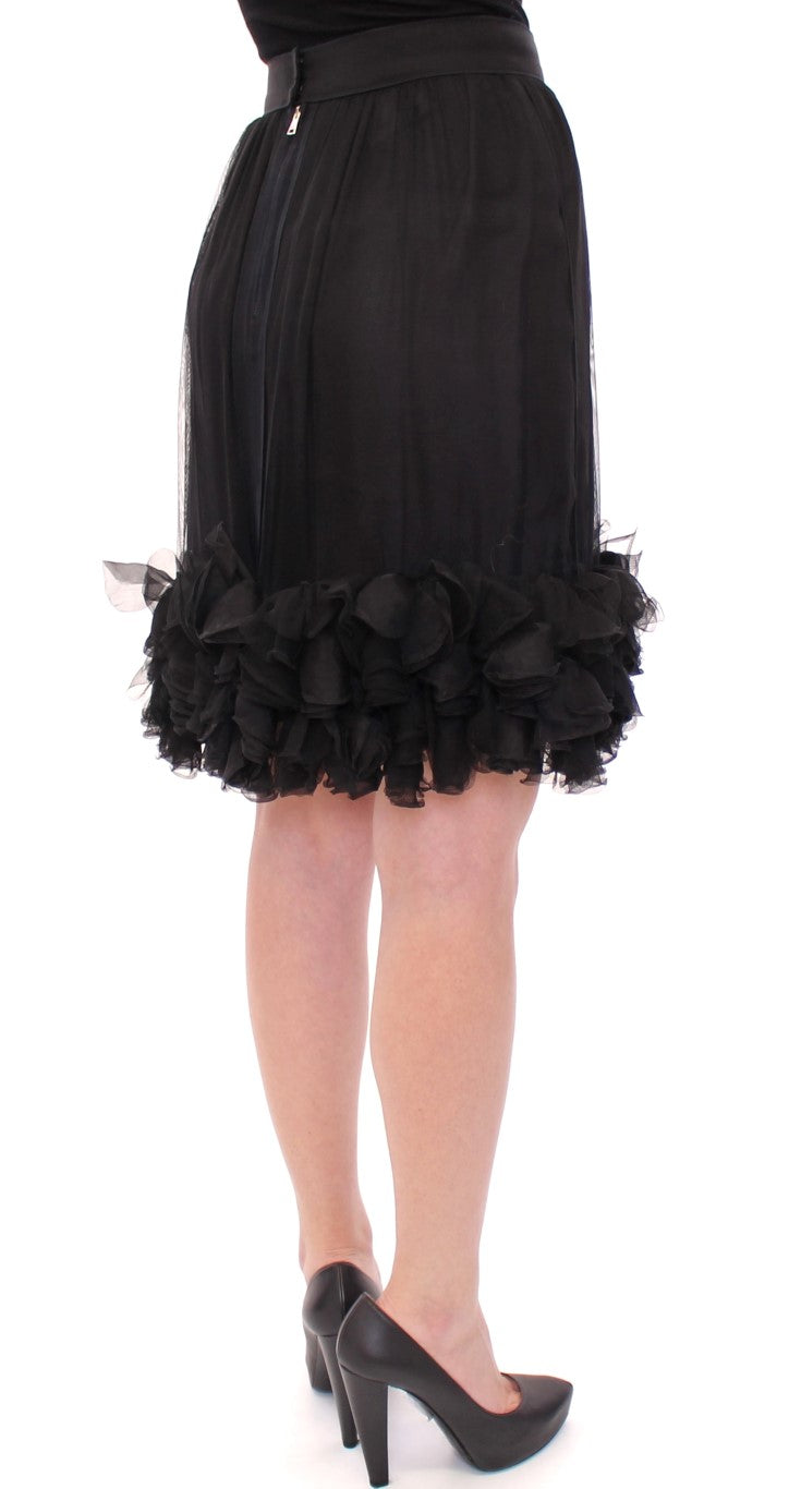 Dolce &amp; Gabbana Elegant Silk Black Skirt for Evenings