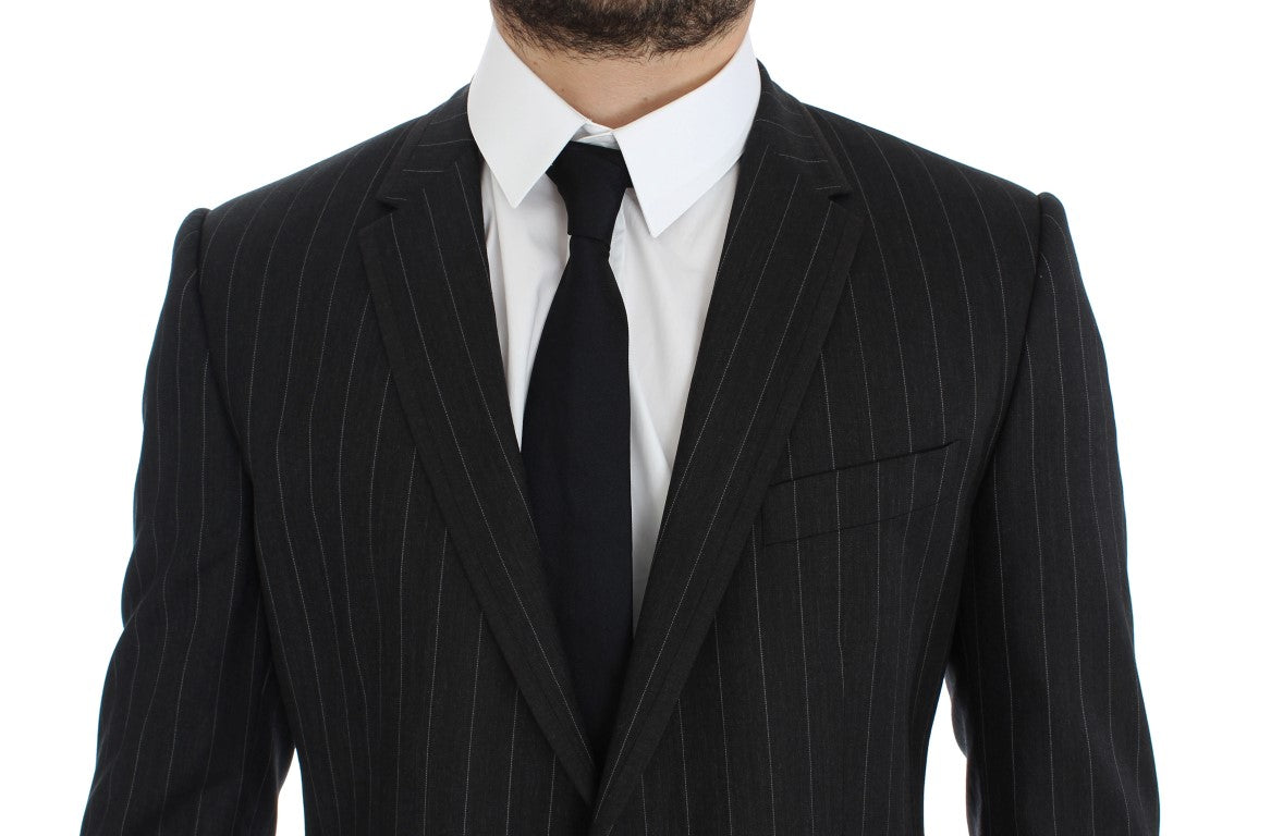 Dolce &amp; Gabbana Chic Gray Striped Wool Blazer Jacket