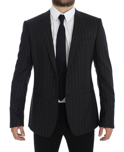 Dolce &amp; Gabbana Chic Gray Striped Wool Blazer Jacket