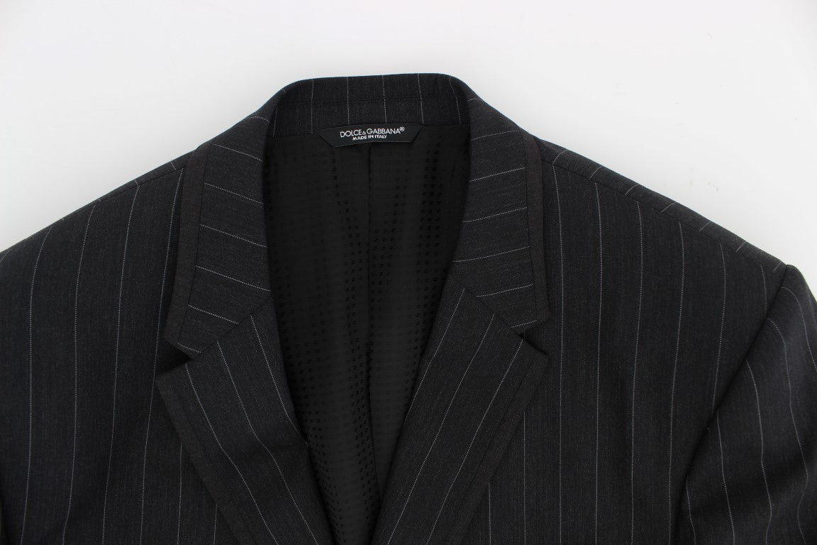 Dolce &amp; Gabbana Chic Gray Striped Wool Blazer Jacket