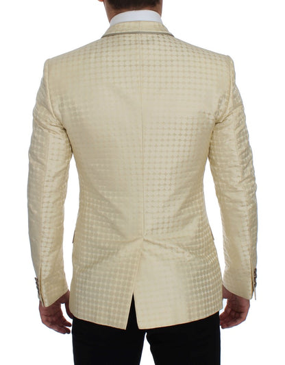 Dolce &amp; Gabbana Sophisticated Beige Polka Dotted Blazer &amp; Vest