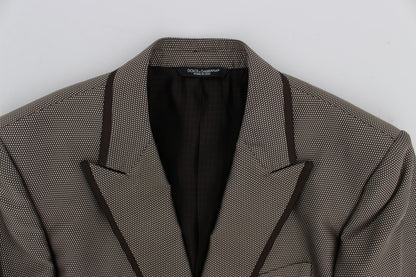 Dolce &amp; Gabbana Elegant Brown Silk Two-Button Slim Blazer