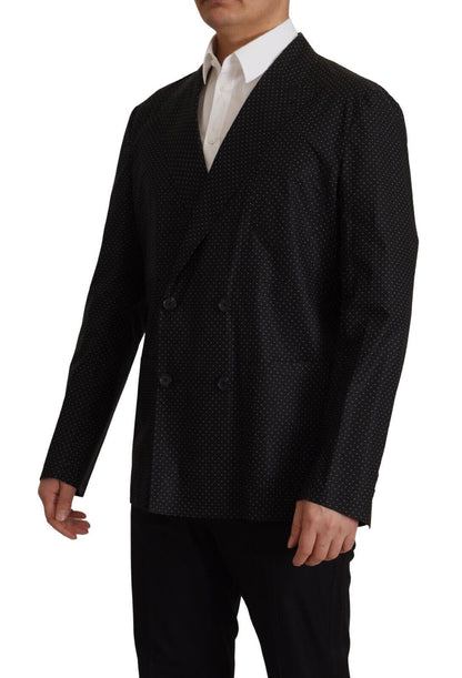 Dolce &amp; Gabbana Black Polka Dotted Cotton Blazer Jacket