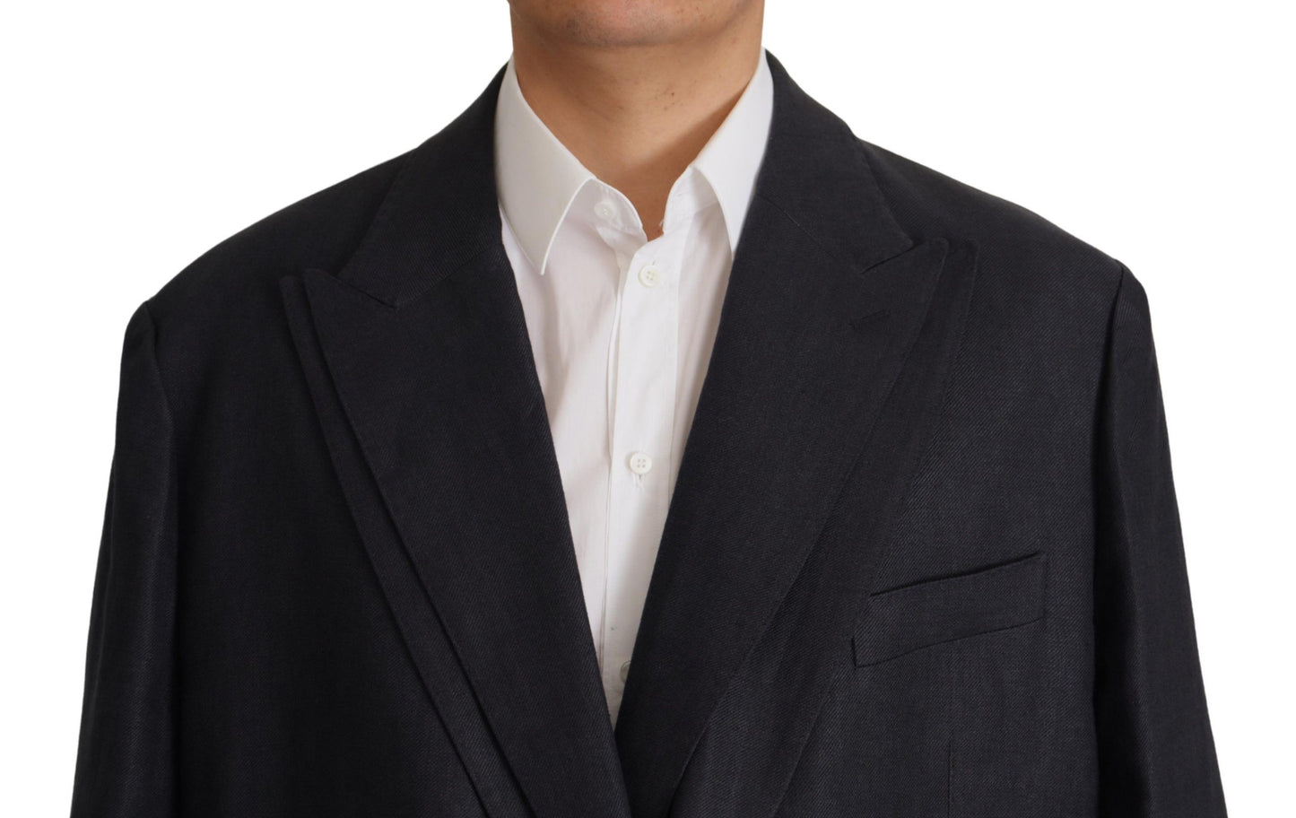 Dolce &amp; Gabbana Blue Linen Formal Mens Blazer Jacket