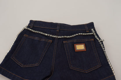 Dolce &amp; Gabbana Chic High Waist Hot Pants Shorts with Crystal Detailing