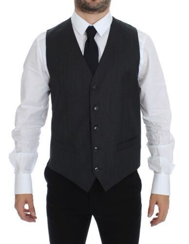 Dolce &amp; Gabbana Gray Wool Formal Dress Vest Weste Waistcoat