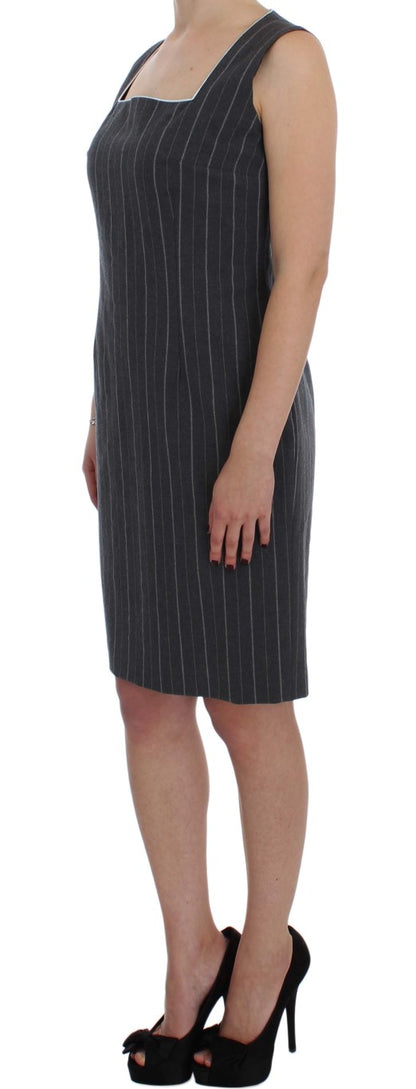 BENCIVENGA Elegant Gray Striped Dress &amp; Blazer Suit Set