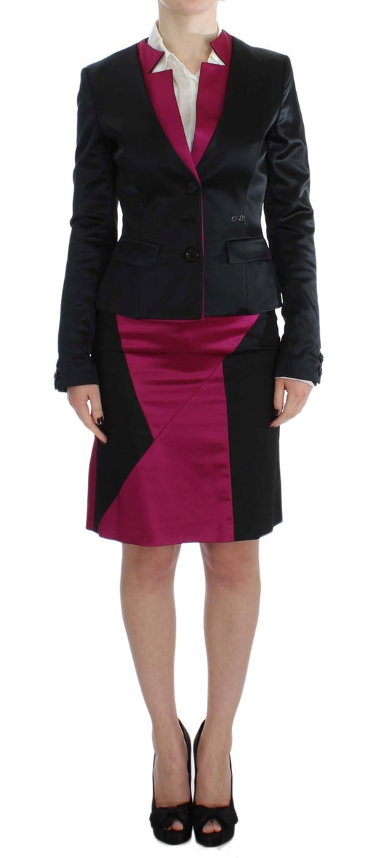 Exte Chic Black and Pink Skirt Suit Set