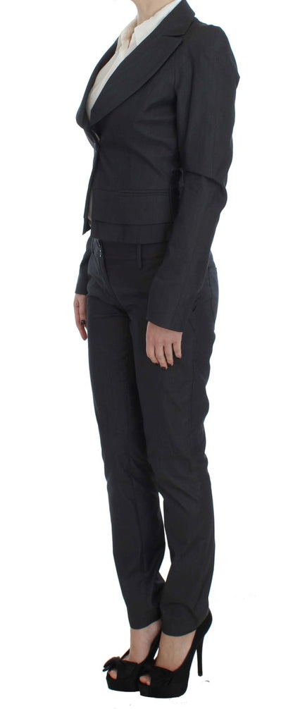 Exte Chic Gray Cotton Blend Pantsuit Set