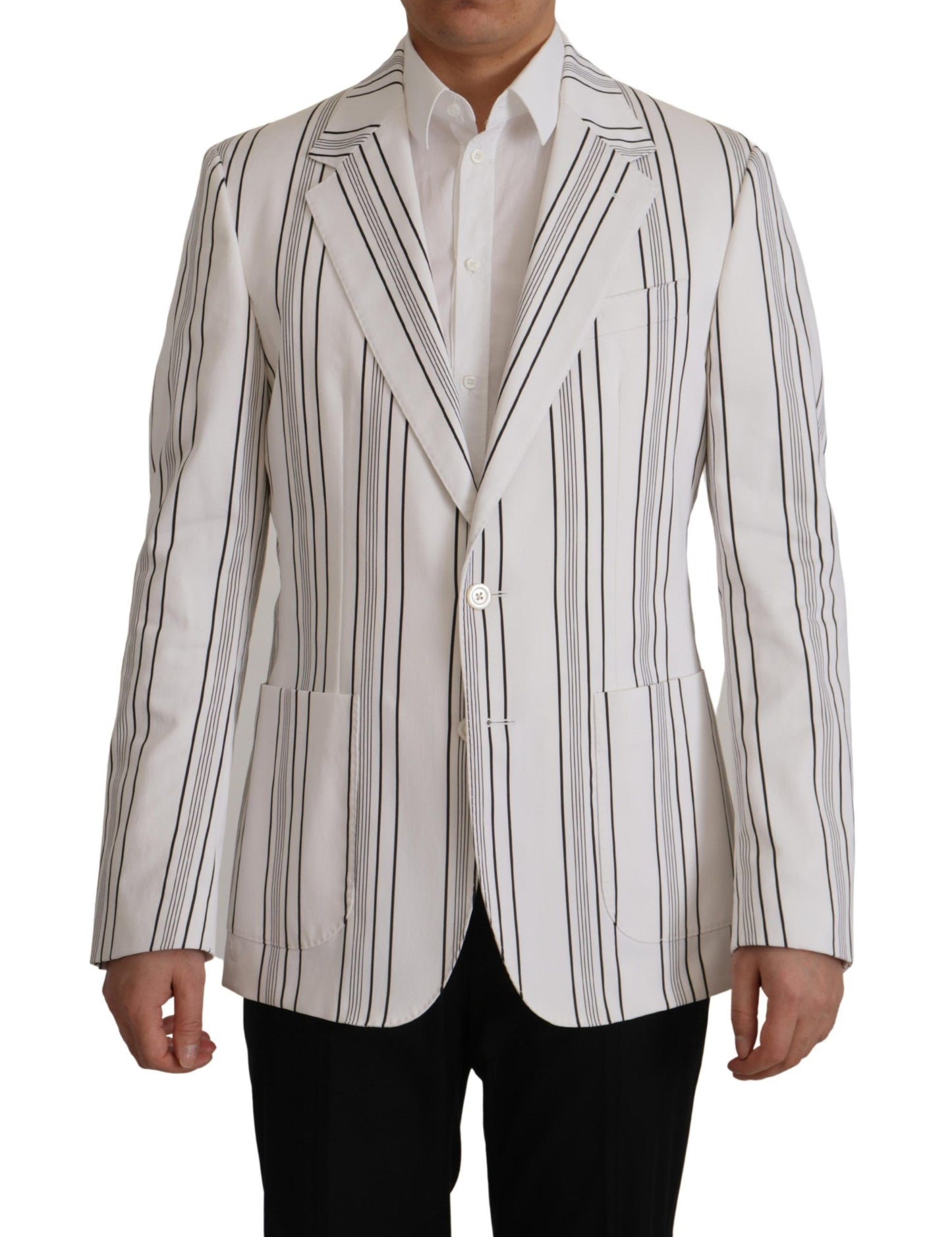 Dolce &amp; Gabbana Elegant Striped Cotton Blend Blazer