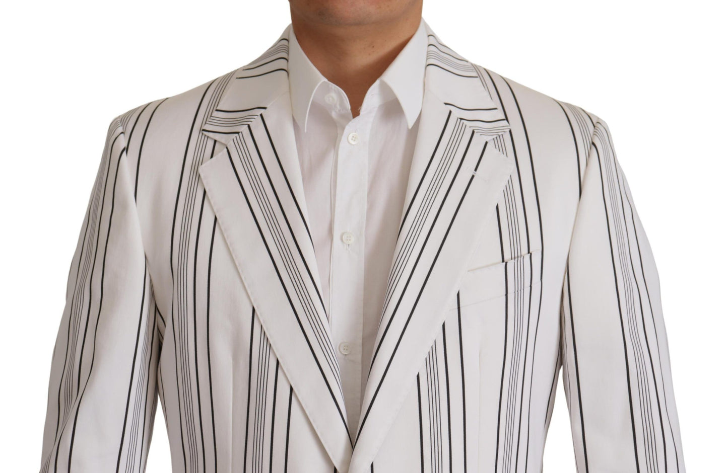 Dolce &amp; Gabbana Elegant Striped Cotton Blend Blazer