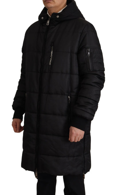 Dolce & Gabbana Elegant Black Hooded Parka Winter Jacket