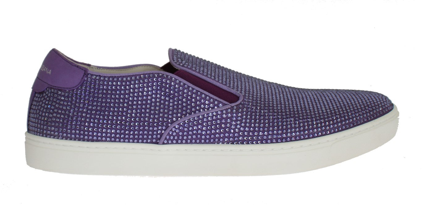 Dolce &amp; Gabbana Elegant Purple Strass Fashion Sneakers