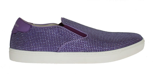 Dolce &amp; Gabbana Elegant Purple Strass Fashion Sneakers