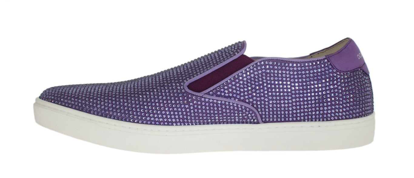 Dolce &amp; Gabbana Elegant Purple Strass Fashion Sneakers