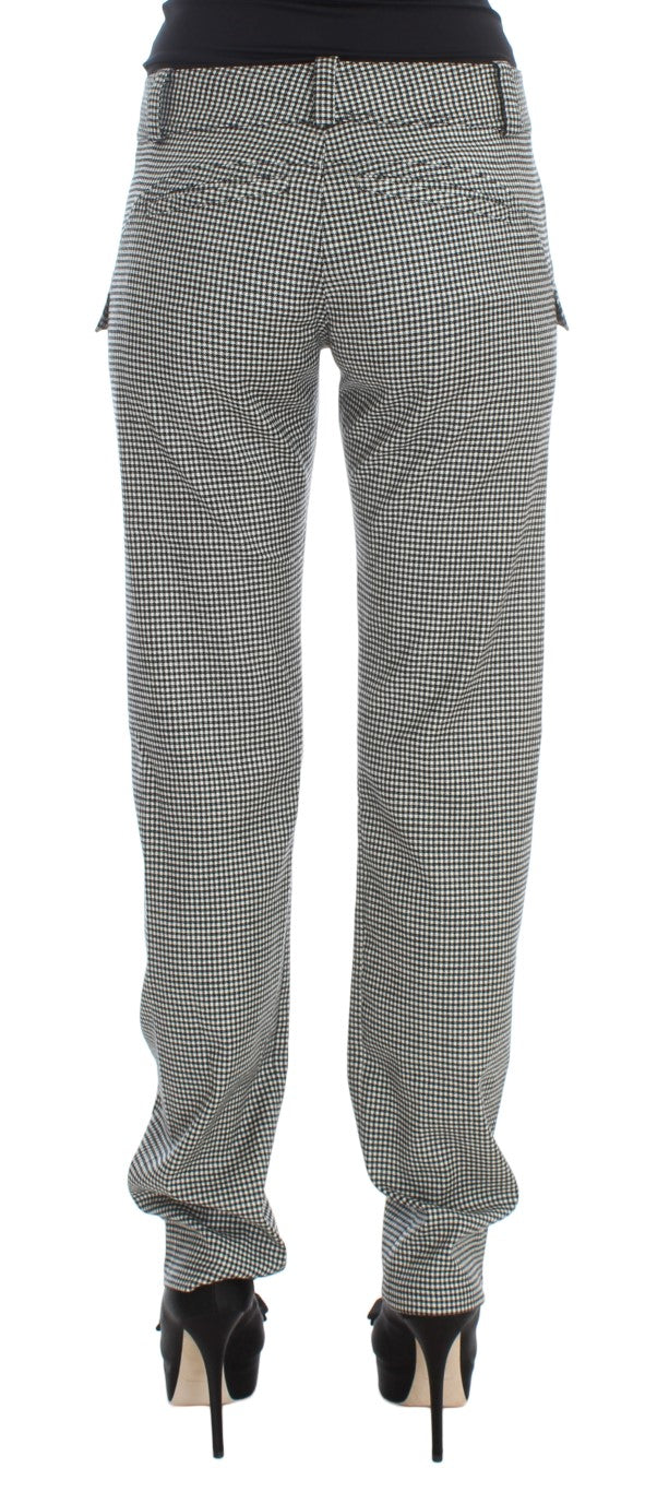 Ermanno Scervino Chic Checkered Black &amp; White Regular Fit Pants