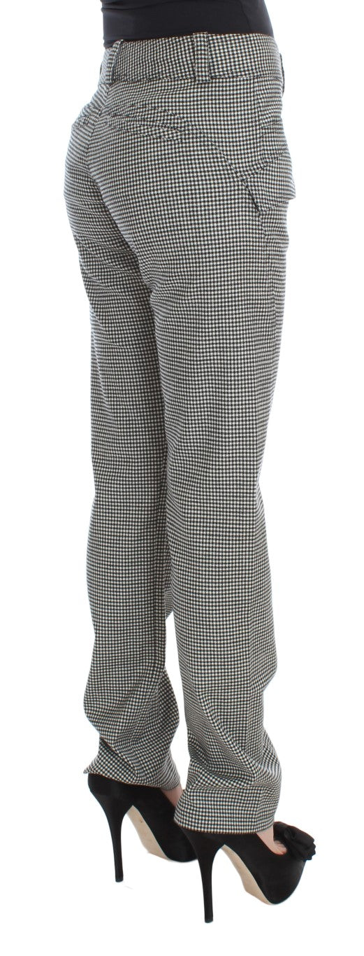 Ermanno Scervino Chic Checkered Black &amp; White Regular Fit Pants