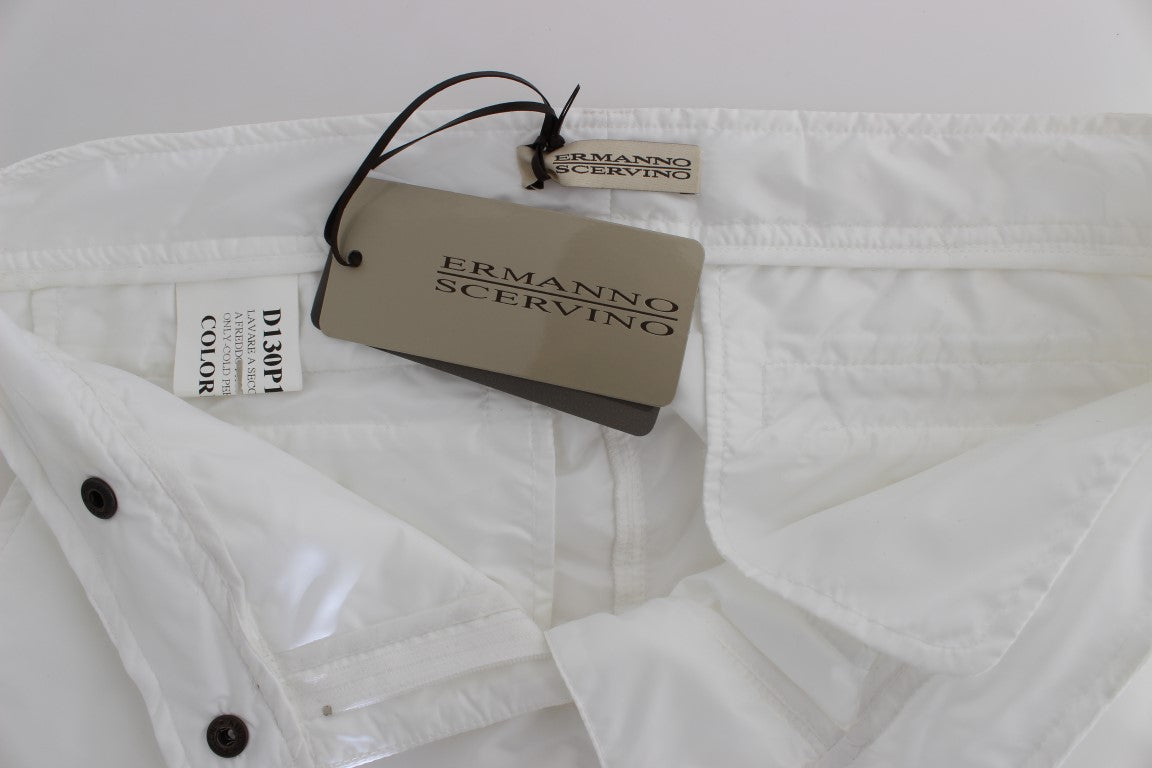 Ermanno Scervino Chic White Nylon Cargo Pants by Italian Designer