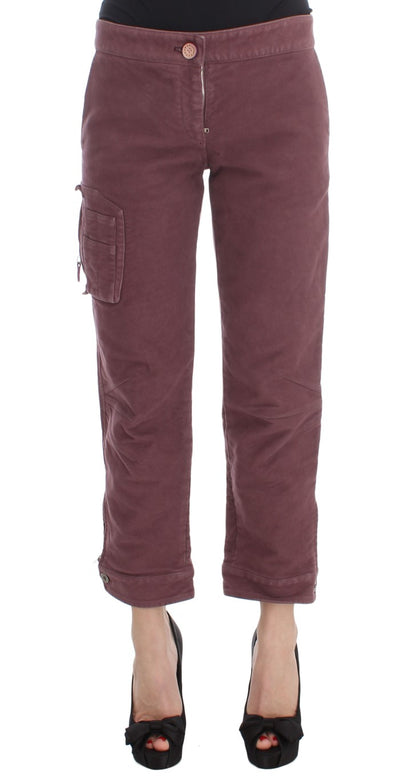 Ermanno Scervino Chic Burgundy Capri Cropped Cargo Pants