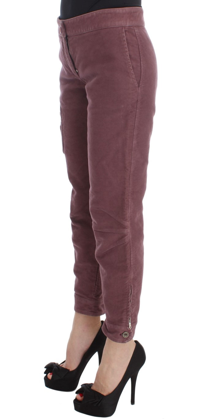 Ermanno Scervino Chic Burgundy Capri Cropped Cargo Pants