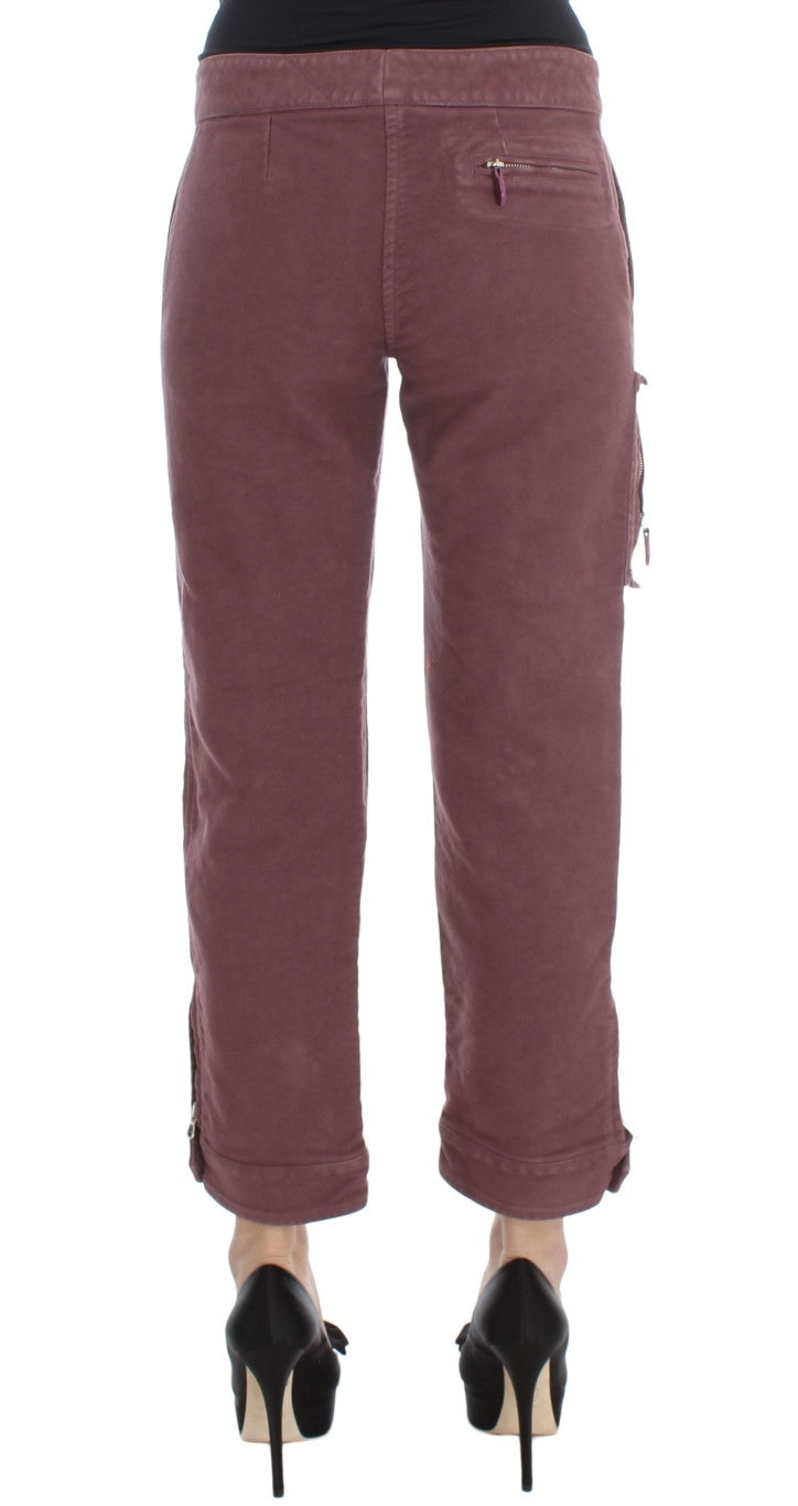 Ermanno Scervino Chic Burgundy Capri Cropped Cargo Pants