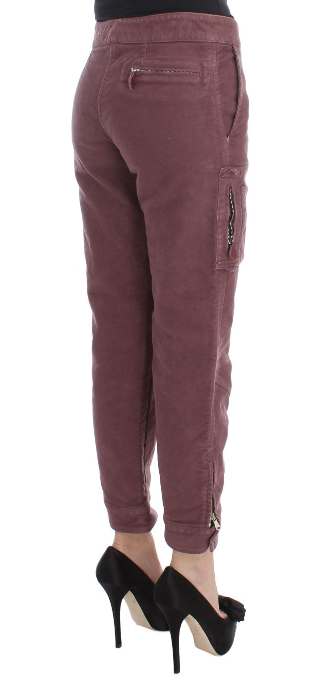 Ermanno Scervino Chic Burgundy Capri Cropped Cargo Pants