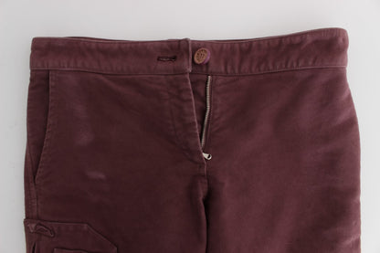 Ermanno Scervino Chic Burgundy Capri Cropped Cargo Pants