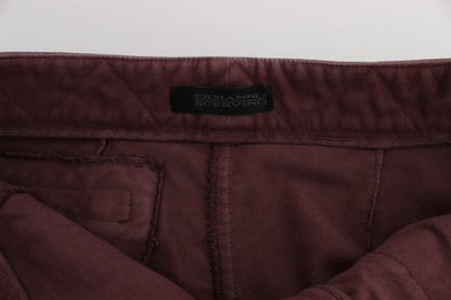 Ermanno Scervino Chic Burgundy Capri Cropped Cargo Pants