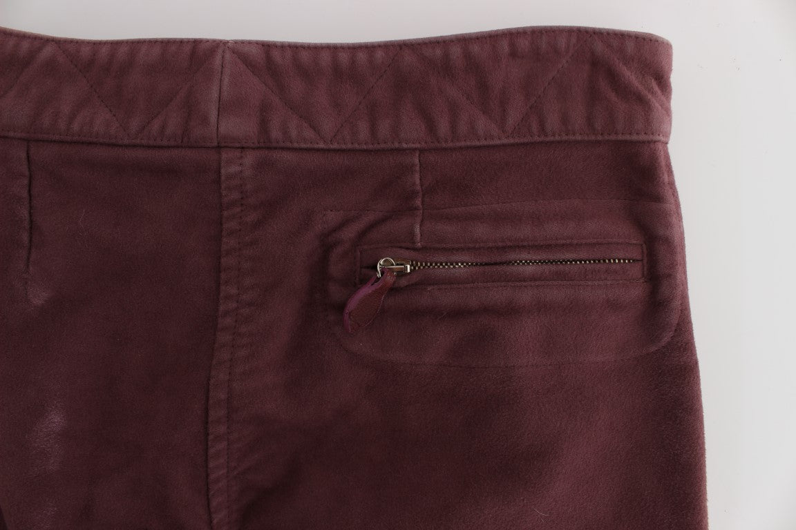 Ermanno Scervino Chic Burgundy Capri Cropped Cargo Pants