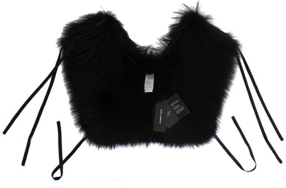 Dolce &amp; Gabbana Black Fox Fur Shoulder Wrap Cover Collar Scarf