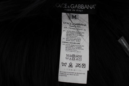 Dolce &amp; Gabbana Black Fox Fur Shoulder Wrap Cover Collar Scarf