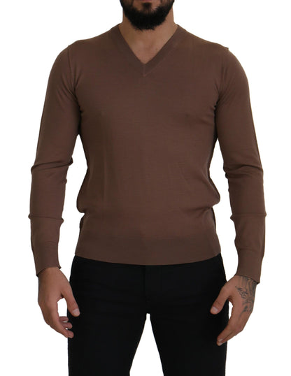 Dolce & Gabbana Elegant Virgin Wool V-Neck Pullover Sweater