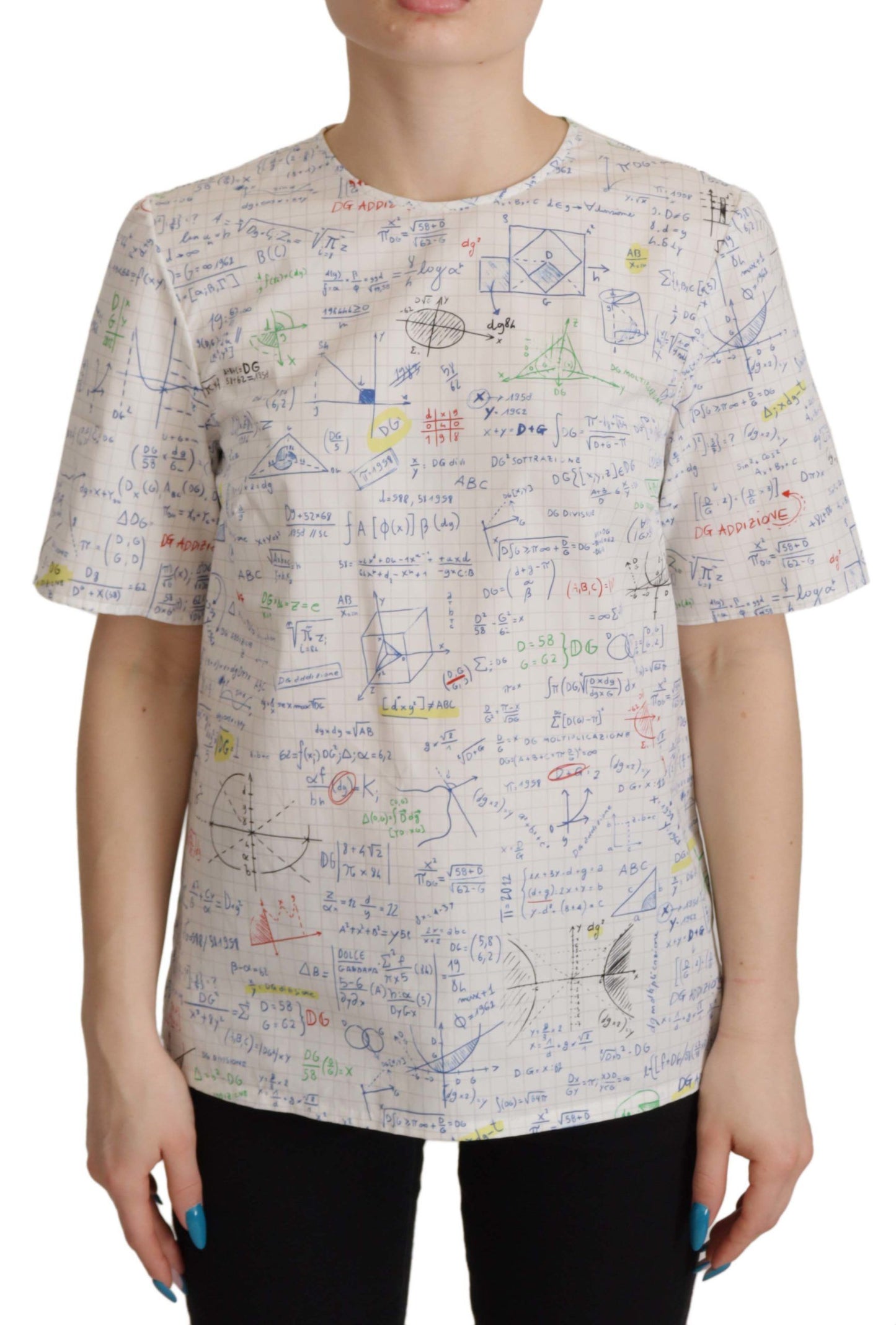 Dolce &amp; Gabbana Algebra Print Round Neck Cotton Tee