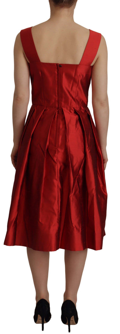 Dolce &amp; Gabbana Radiant Red Silk A-Line Midi Dress