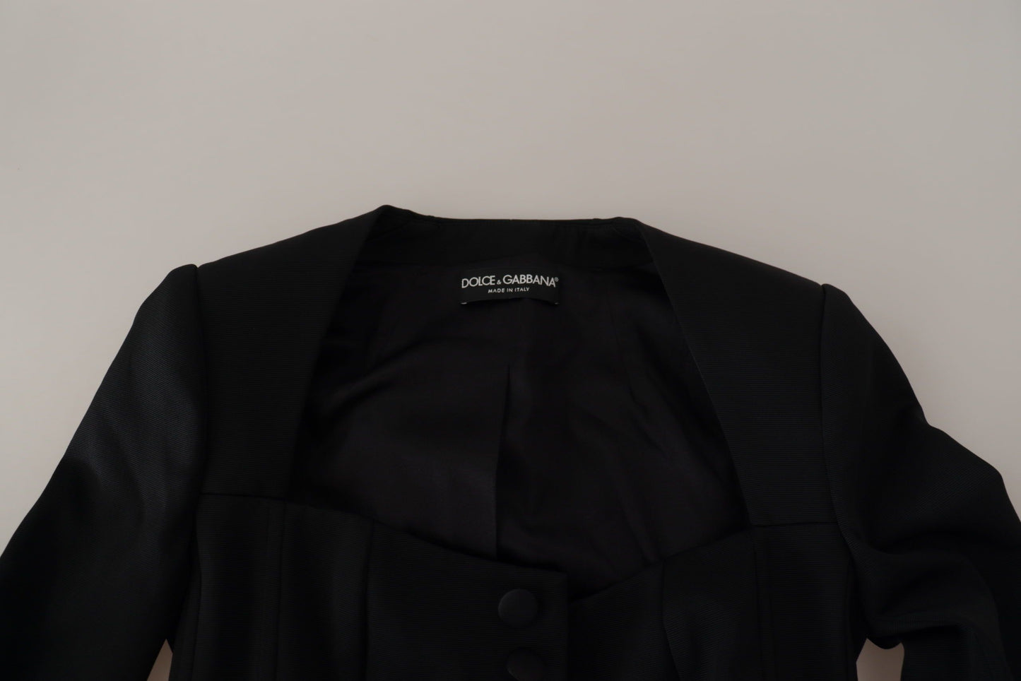 Dolce &amp; Gabbana Sleek Black Snap Jacket with Silk Lining