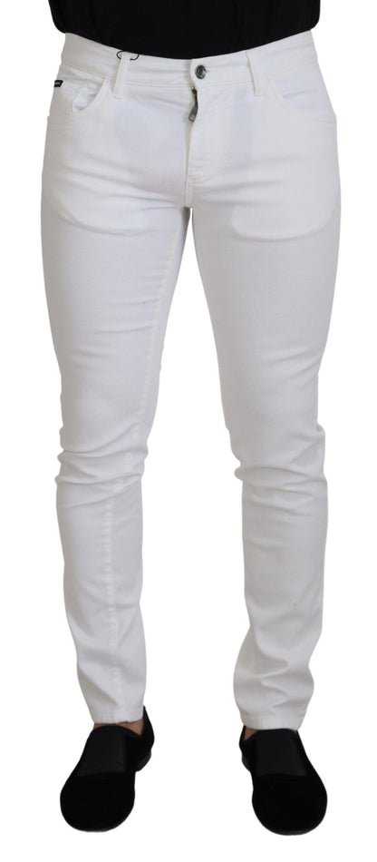 Dolce &amp; Gabbana White Slim Skinny Stretch Cotton Denim Jeans