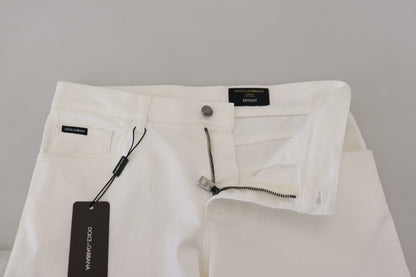 Dolce &amp; Gabbana White Slim Skinny Stretch Cotton Denim Jeans