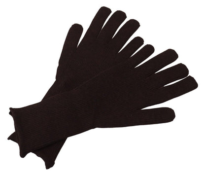 Dolce &amp; Gabbana Elegant Silk Cashmere Brown Gloves