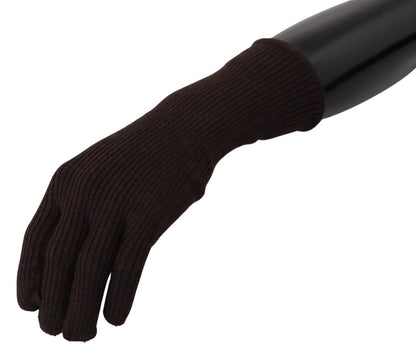 Dolce &amp; Gabbana Elegant Silk Cashmere Brown Gloves