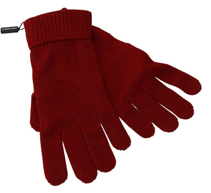 Dolce &amp; Gabbana Elegant Red Cashmere Winter Gloves