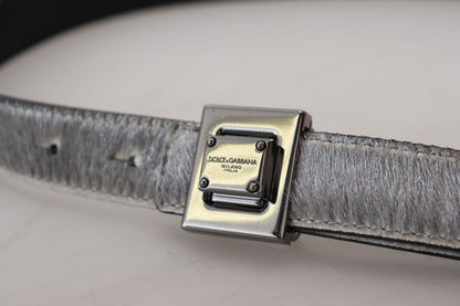 Dolce & Gabbana Elegant Silver Leather Designer Belt