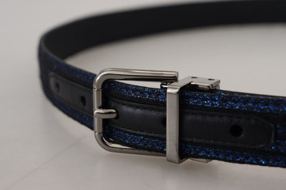 Dolce & Gabbana Elegant Blue Jacquard Leather Belt