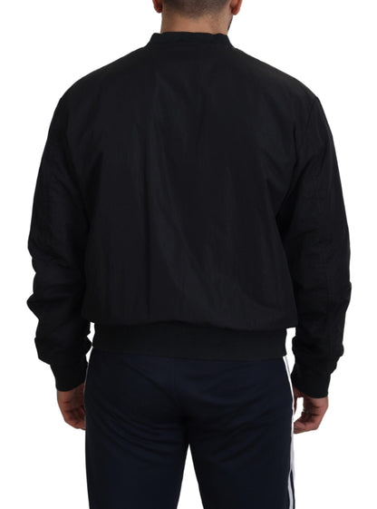 Dolce &amp; Gabbana Black Nylon Logo Bomber Zipper Jacket