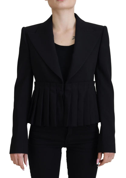 Dolce &amp; Gabbana Elegant Black Stretch Wool Blazer