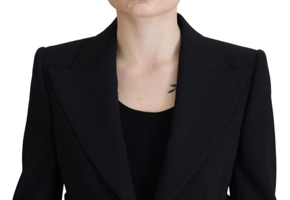 Dolce &amp; Gabbana Elegant Black Stretch Wool Blazer