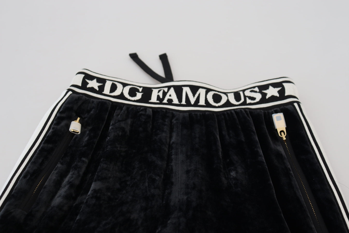 Dolce &amp; Gabbana Black DG Logo Velvet Trouser Pants