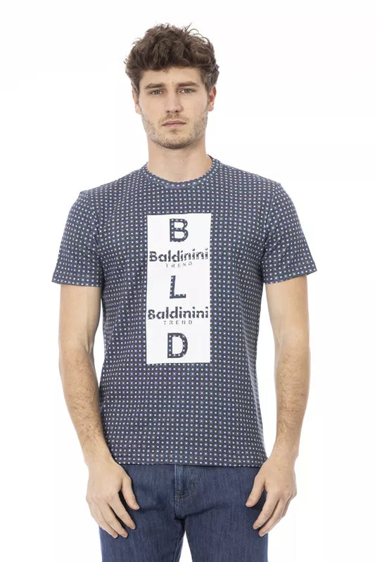 Baldinini Trend Chic Gray Cotton Tee with Bold Front Print