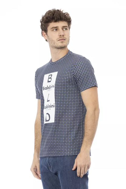 Baldinini Trend Chic Gray Cotton Tee with Bold Front Print